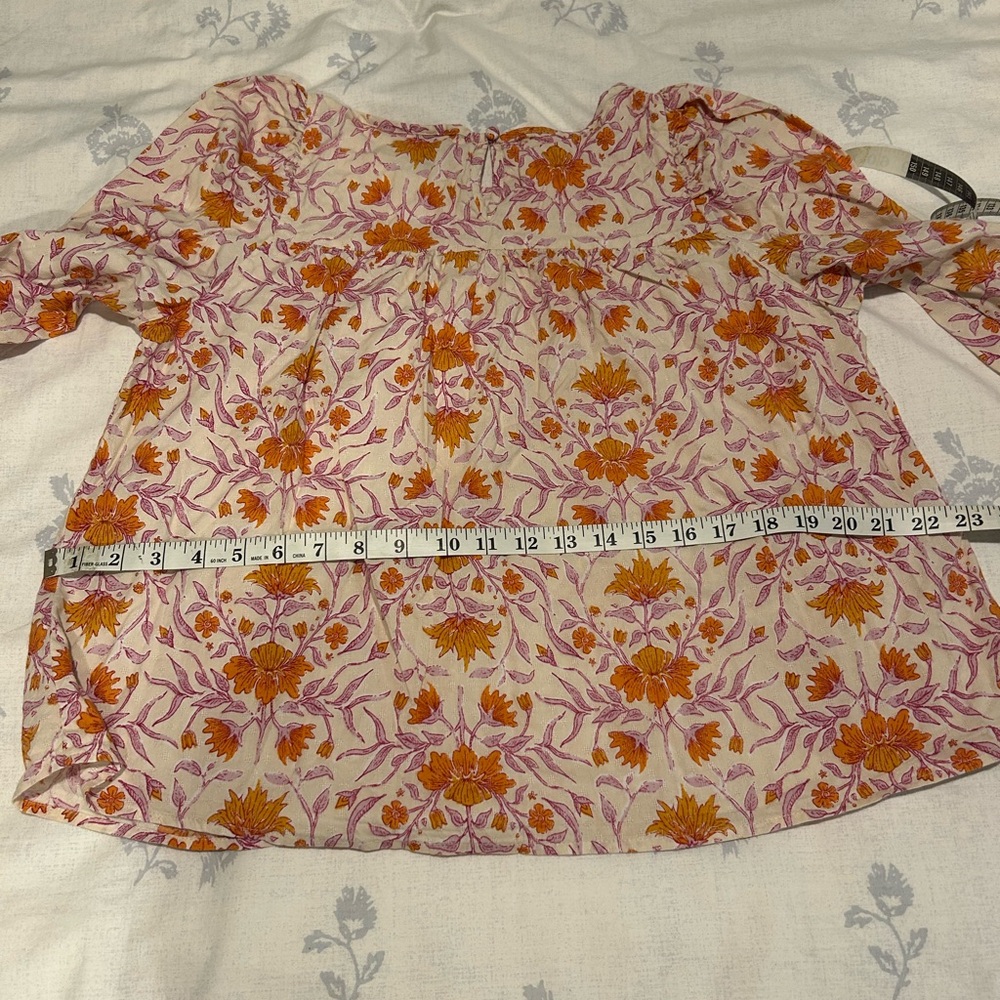 Floral Women's Top - Pink and Orange